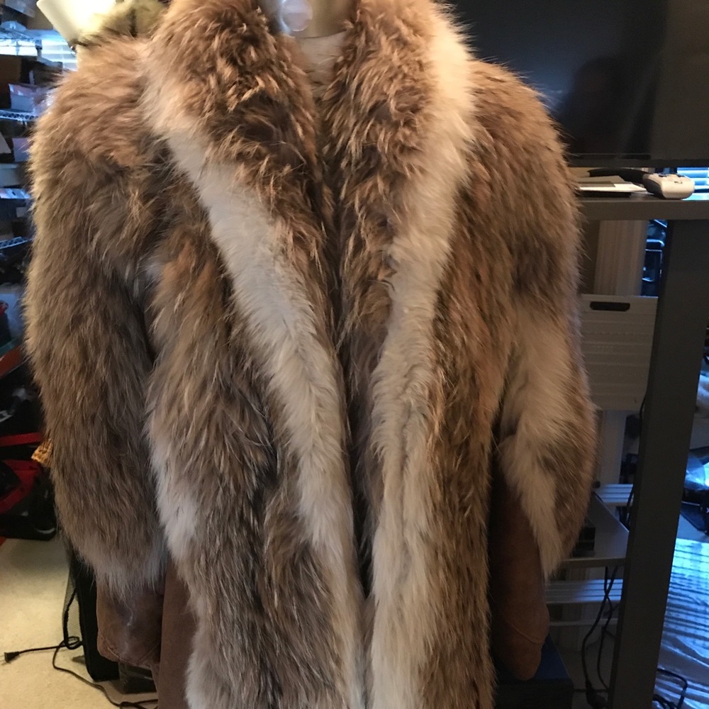 Raccoon and Distressed Leather Jacket